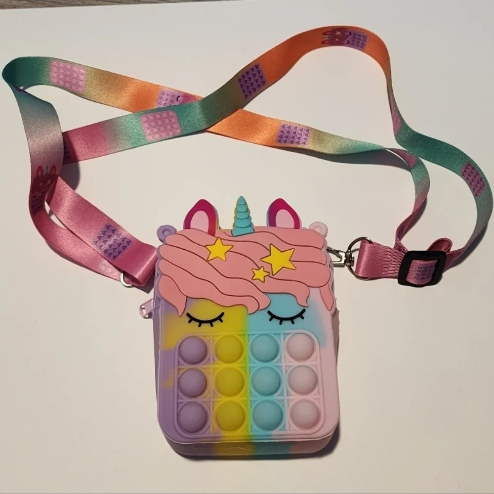 Unicorn Pop It Fidget Multicolor Crossbody Bag‎ Purse Colorful New